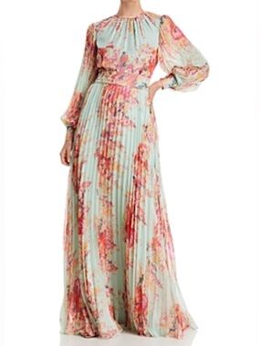 TERI JON by Rickie freeman Floral Print Pleated DressSz 2 D10